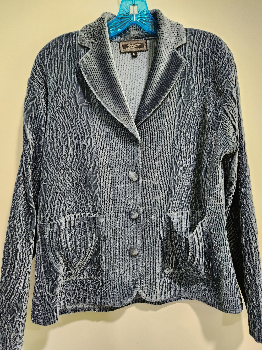 Baccini Velvet-Texture Blazer in Slate Blue